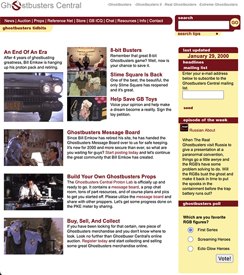 Ghostbusters Central, the precursor to Ghostbusters.net in the year 2000.