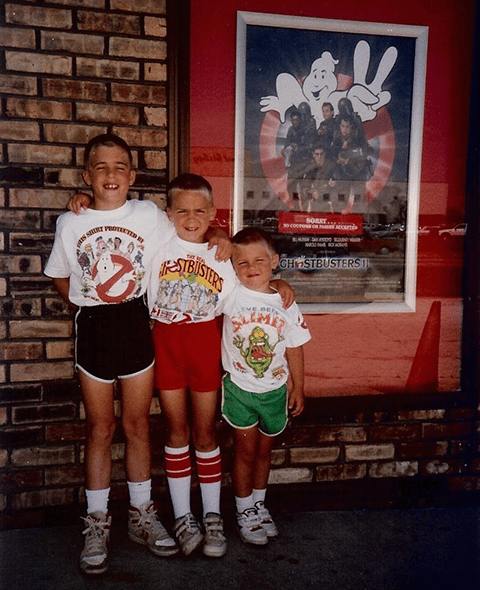 Chad Paulson and his younger brothers at the theater watching Ghostbusters II in 1989.